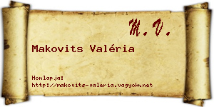 Makovits Valéria névjegykártya